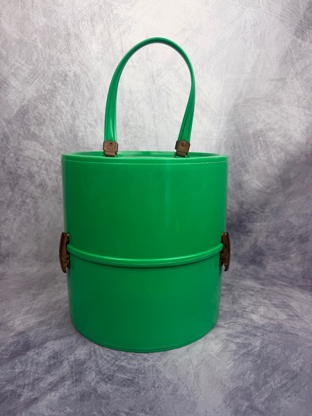 Vintage 60’s Plastic Wig Tote Carrier Hat Box Storage Retro